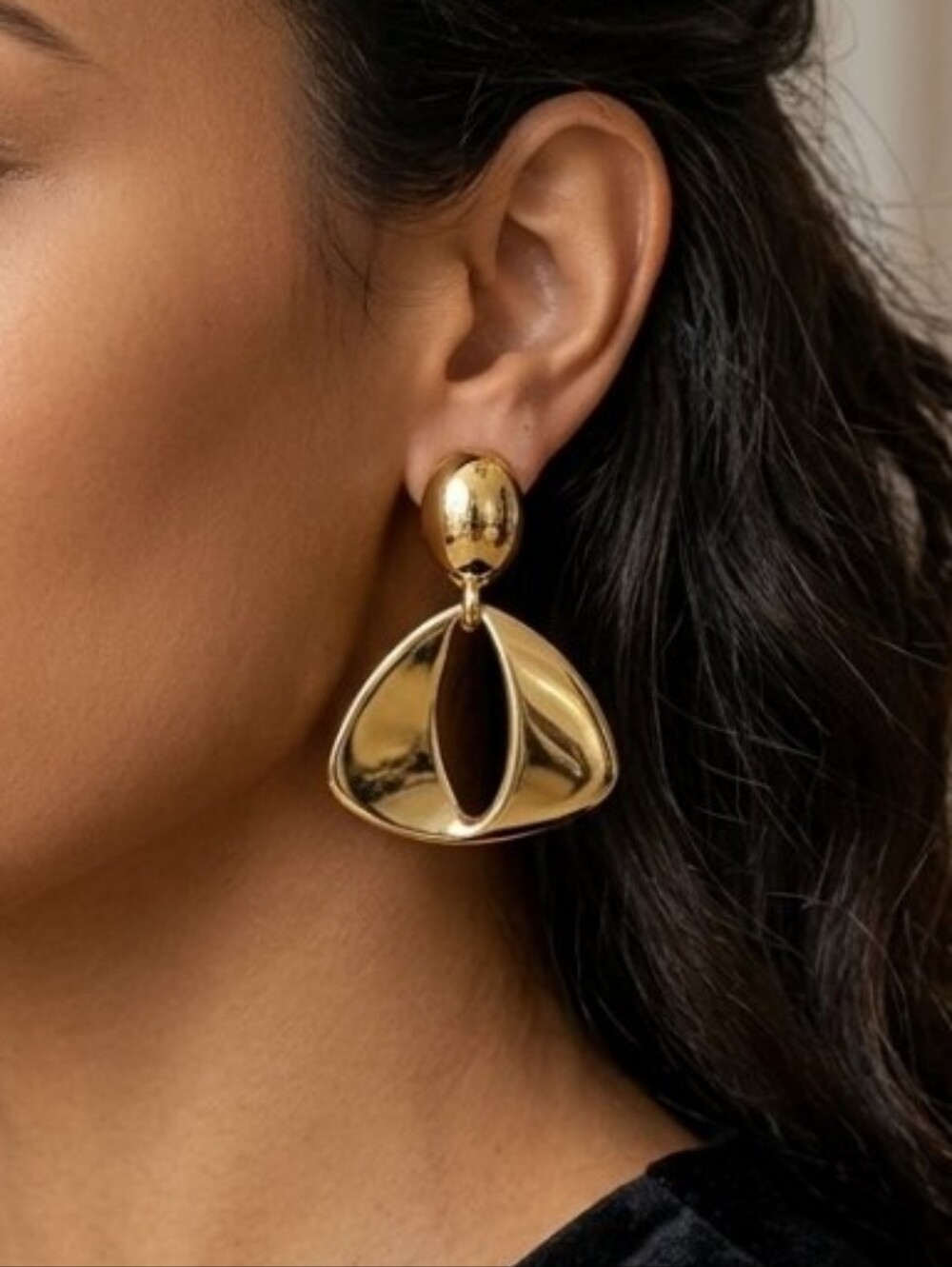 Anne Klein Shiny Gold Tone Statement Dangle Drop Earrings